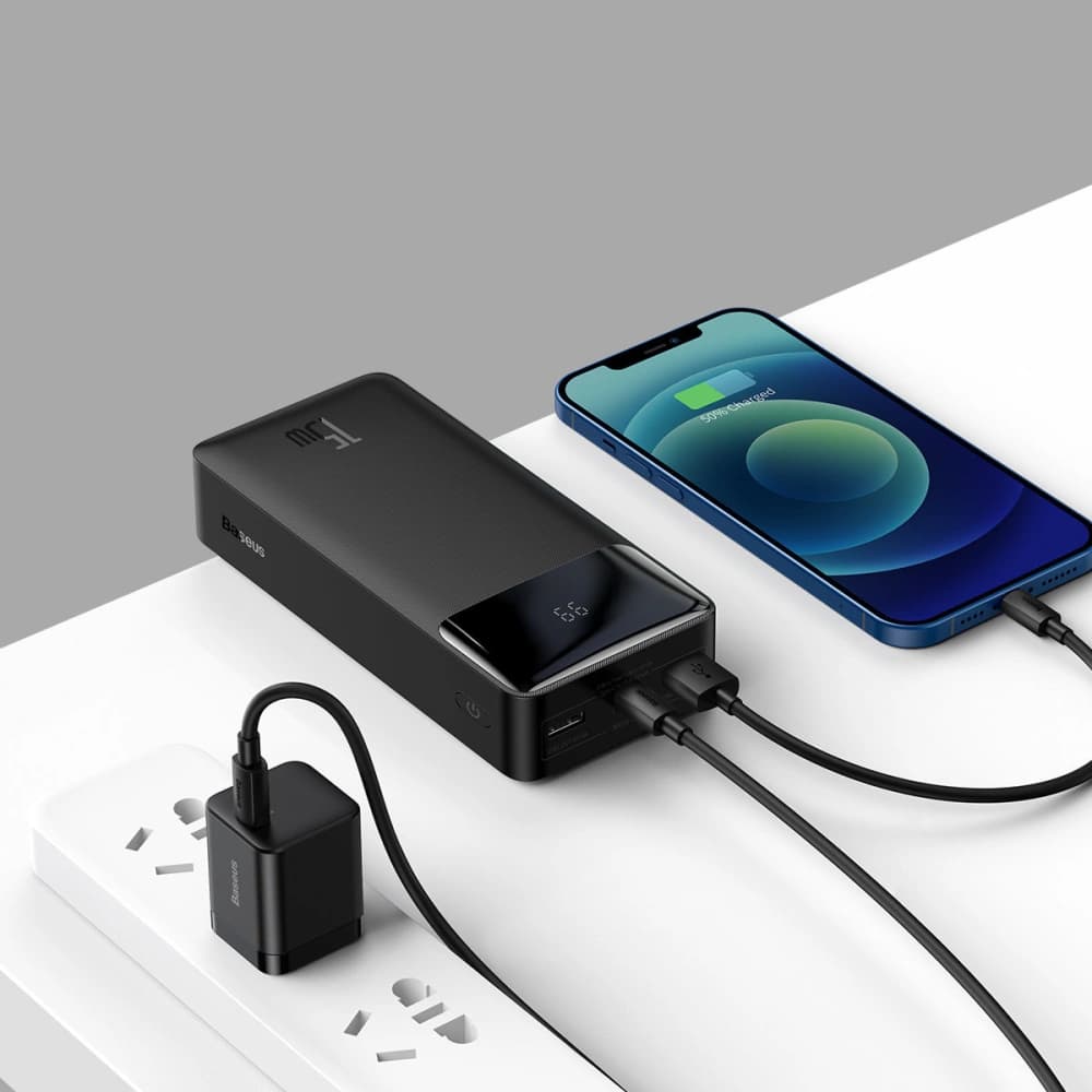 Powerbanka Baseus Bipow 30000mAh 15W + kabel 4w1 USB-A / microUSB, 2xUSB-C, Lightning 1.2m - 6