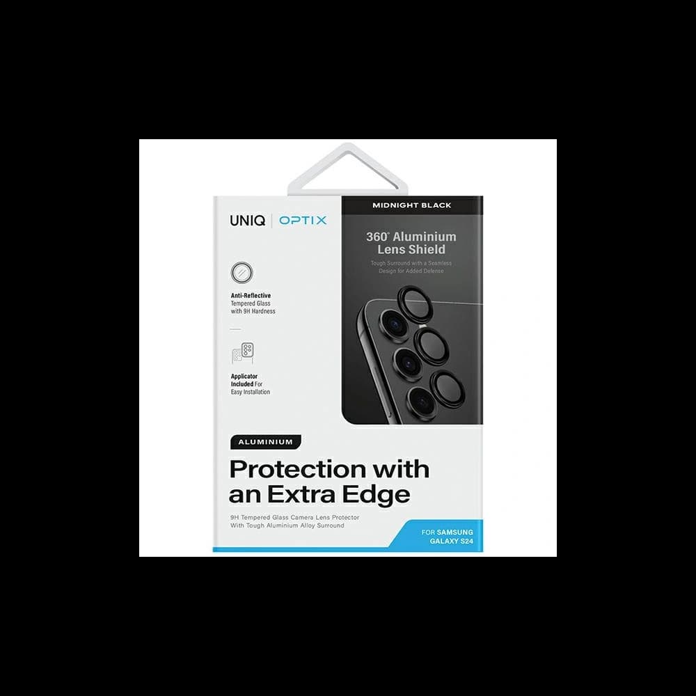 Üveg az UNIQ Optix Aluminium Kamera Lencsevédőhöz Samsung Galaxy S24 éjfekete - 2