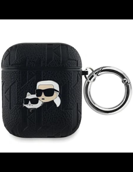 Etui Karl Lagerfeld KLA2PGKCPK Apple AirPods 1/2 kryt Monogram Karl & Choupette Hlavy černý/black