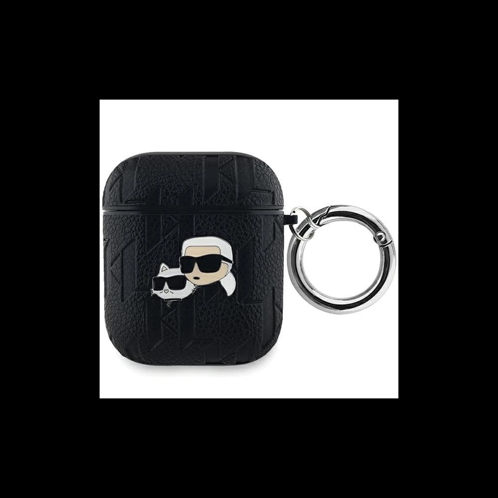 Etui Karl Lagerfeld KLA2PGKCPK Apple AirPods 1/2 kryt Monogram Karl & Choupette Hlavy černý/black