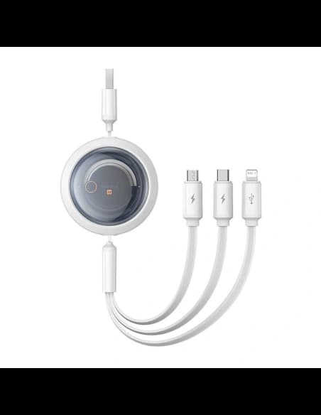 Kábel 3w1 Baseus Free2Draw USB-A / micro USB, Lightning, USB-C 3.5A 1.1m fehér