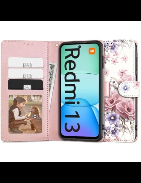 Etui Tech-Protect Wallet Xiaomi Redmi 13 Floare de Cireș