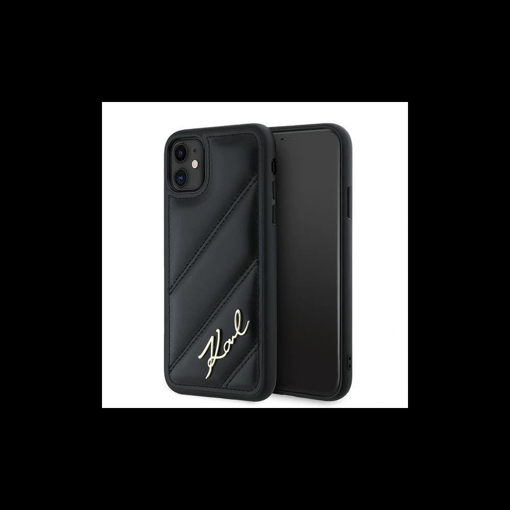 Karl Lagerfeld KLHCN61PQDSMGK Apple iPhone 11 / XR hardcase Diagonal Quilted Script black