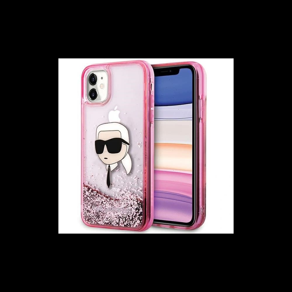 Karl Lagerfeld KLHCN61LNKHCP Apple iPhone 11/XR hardcase Glitter Karl Head pink