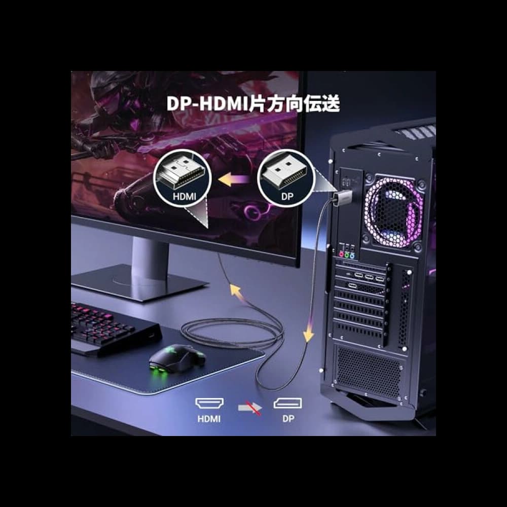 Kabel UGREEN DP115 DisplayPort / HDMI 8K60Hz, 2m černý - 3