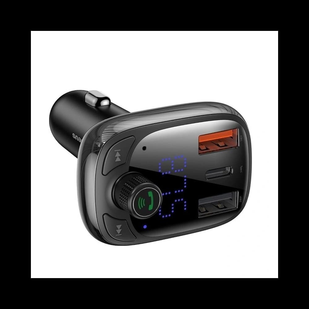 Transmițător FM Baseus T tip Bluetooth 5.0, 2xUSB, USB-C, PD, QC 3.0, microSD - 3