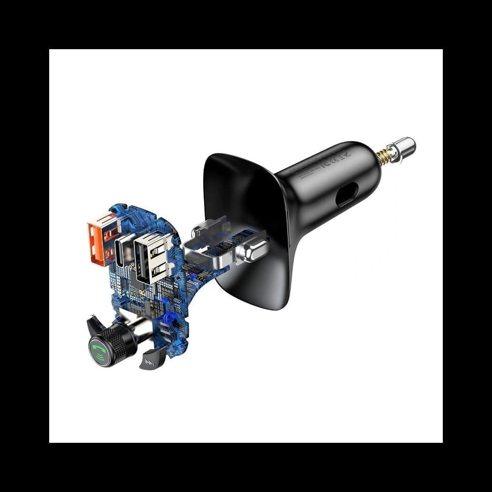 Transmițător FM Baseus T tip Bluetooth 5.0, 2xUSB, USB-C, PD, QC 3.0, microSD - 5