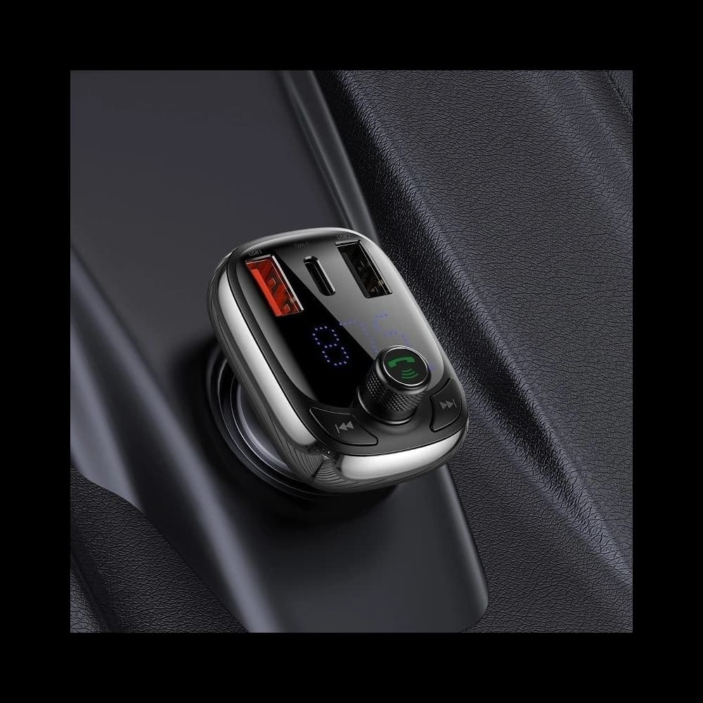 Transmițător FM Baseus T tip Bluetooth 5.0, 2xUSB, USB-C, PD, QC 3.0, microSD - 7