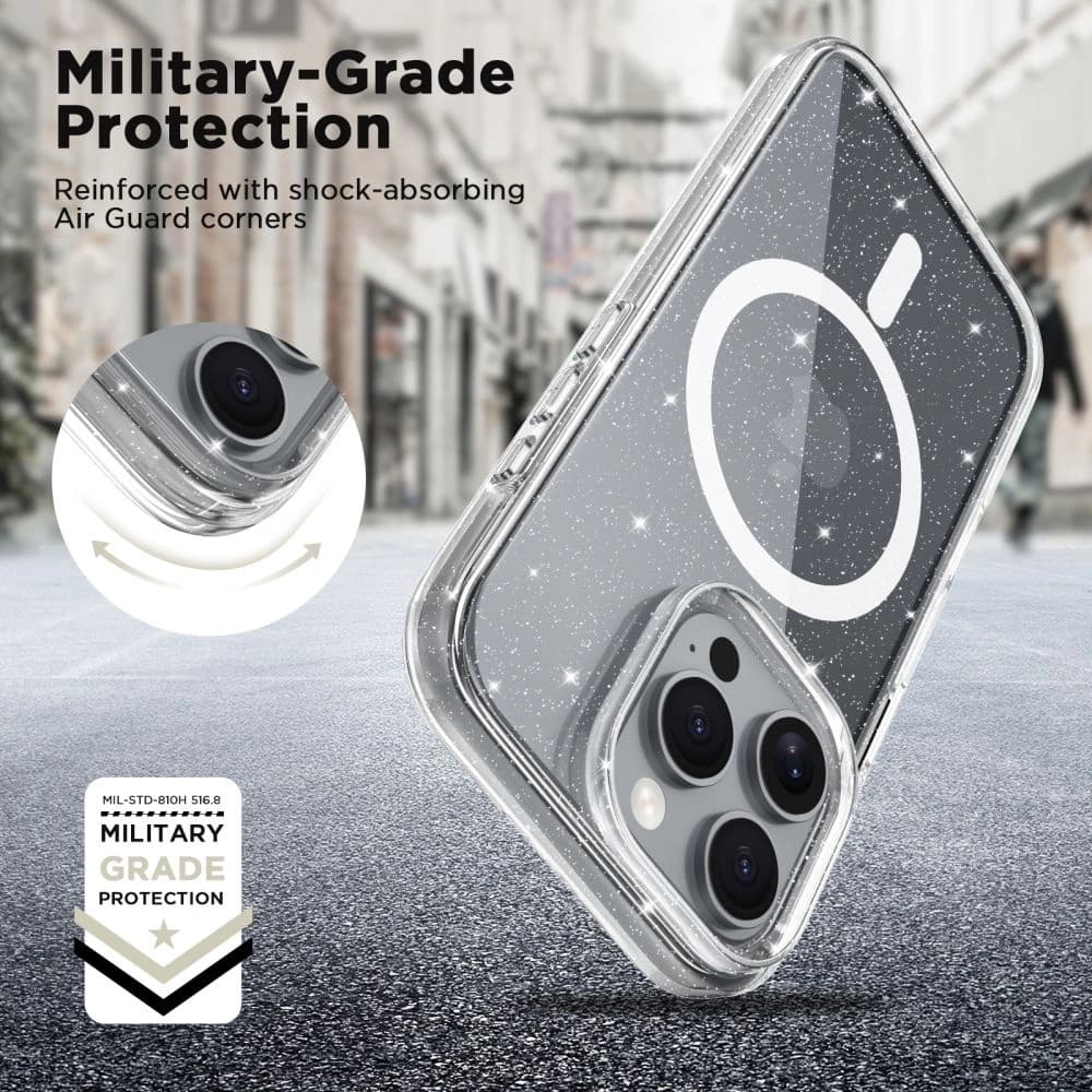 Carcasă Tech-protect Flexair Hybrid MagSafe Apple iPhone 16 Pro Max Glitter - 4