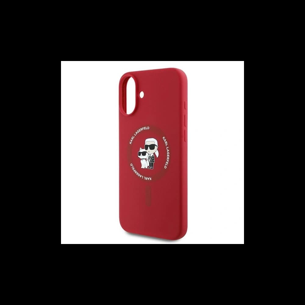 Eset Karl Lagerfeld KLHMP16MSCMKCRHR Apple iPhone 16 Plus keménytok Szilikon Karl&Choupette Fejek Gyűrű MagSafe piros - 6