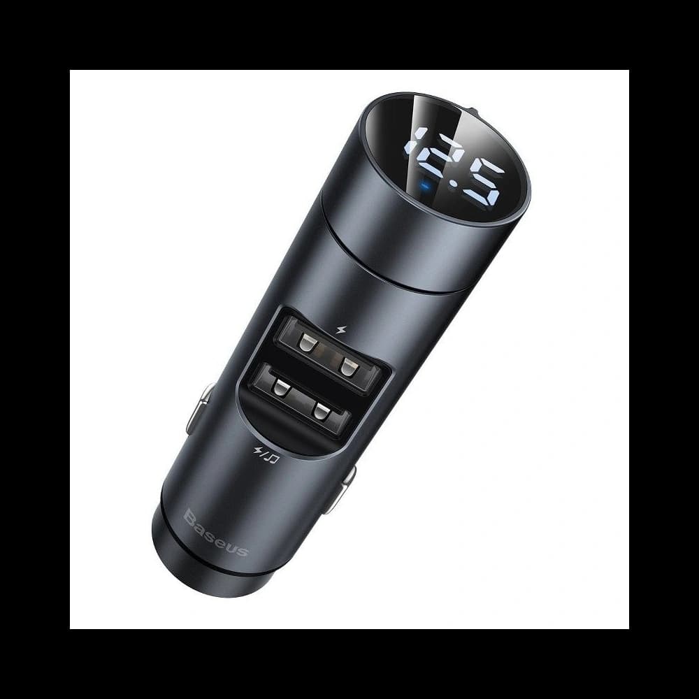 Transmițător FM Baseus Energy Column, Bluetooth 5.0, 2x USB, 3.1A (gri)