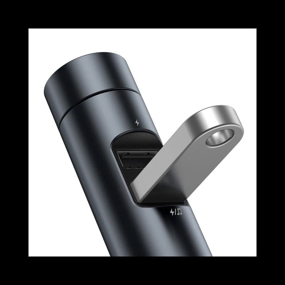 Transmițător FM Baseus Energy Column, Bluetooth 5.0, 2x USB, 3.1A (gri) - 5