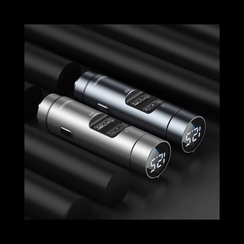 Transmițător FM Baseus Energy Column, Bluetooth 5.0, 2x USB, 3.1A (gri) - 6