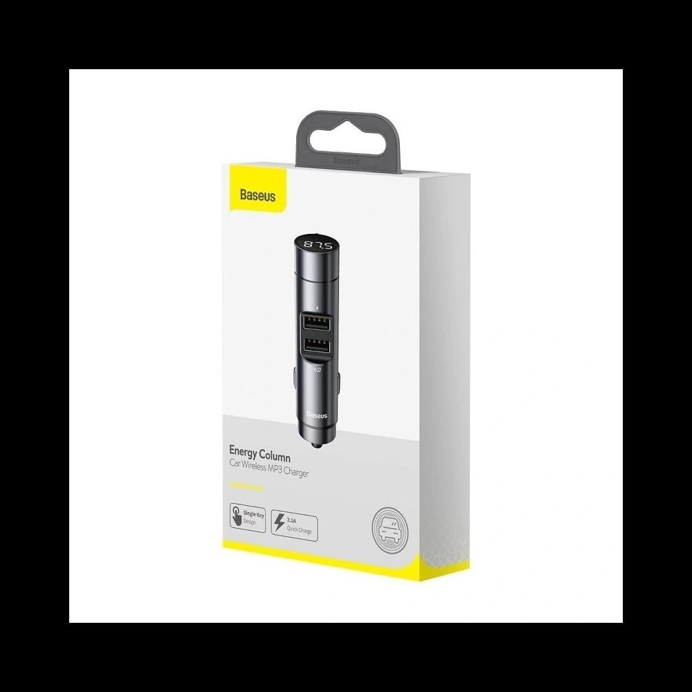 Transmițător FM Baseus Energy Column, Bluetooth 5.0, 2x USB, 3.1A (gri) - 8