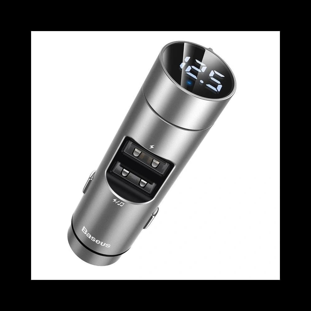 Transmițător FM Baseus Energy Column, Bluetooth 5.0, 2x USB, 3.1A (argintiu)