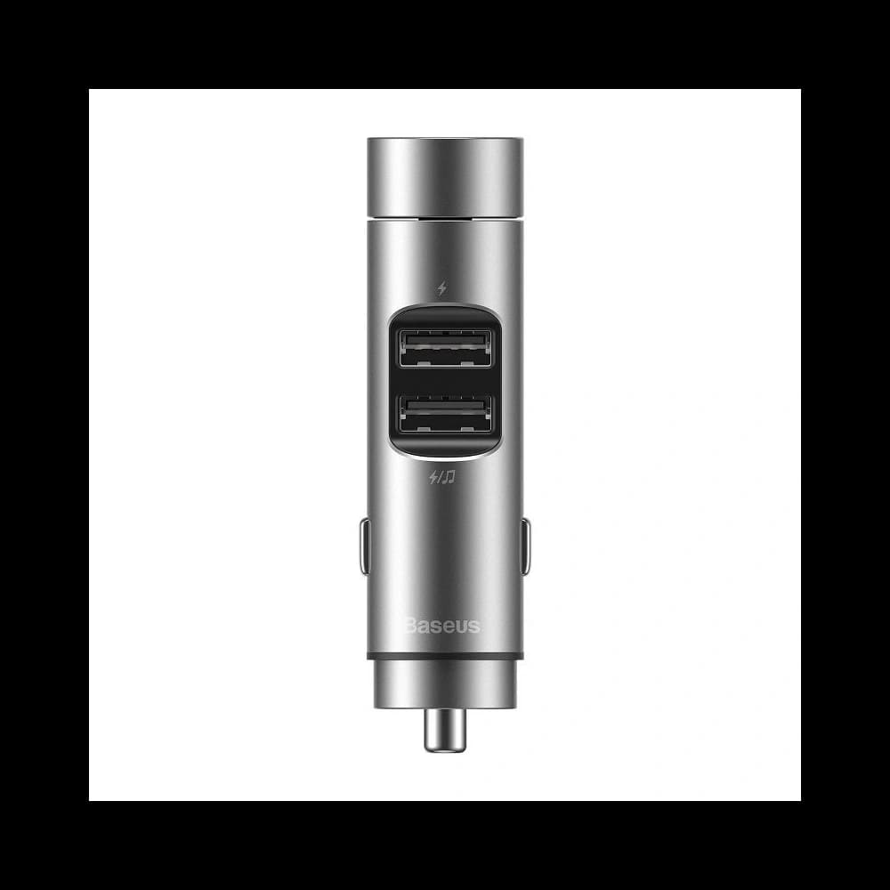 Transmițător FM Baseus Energy Column, Bluetooth 5.0, 2x USB, 3.1A (argintiu) - 2