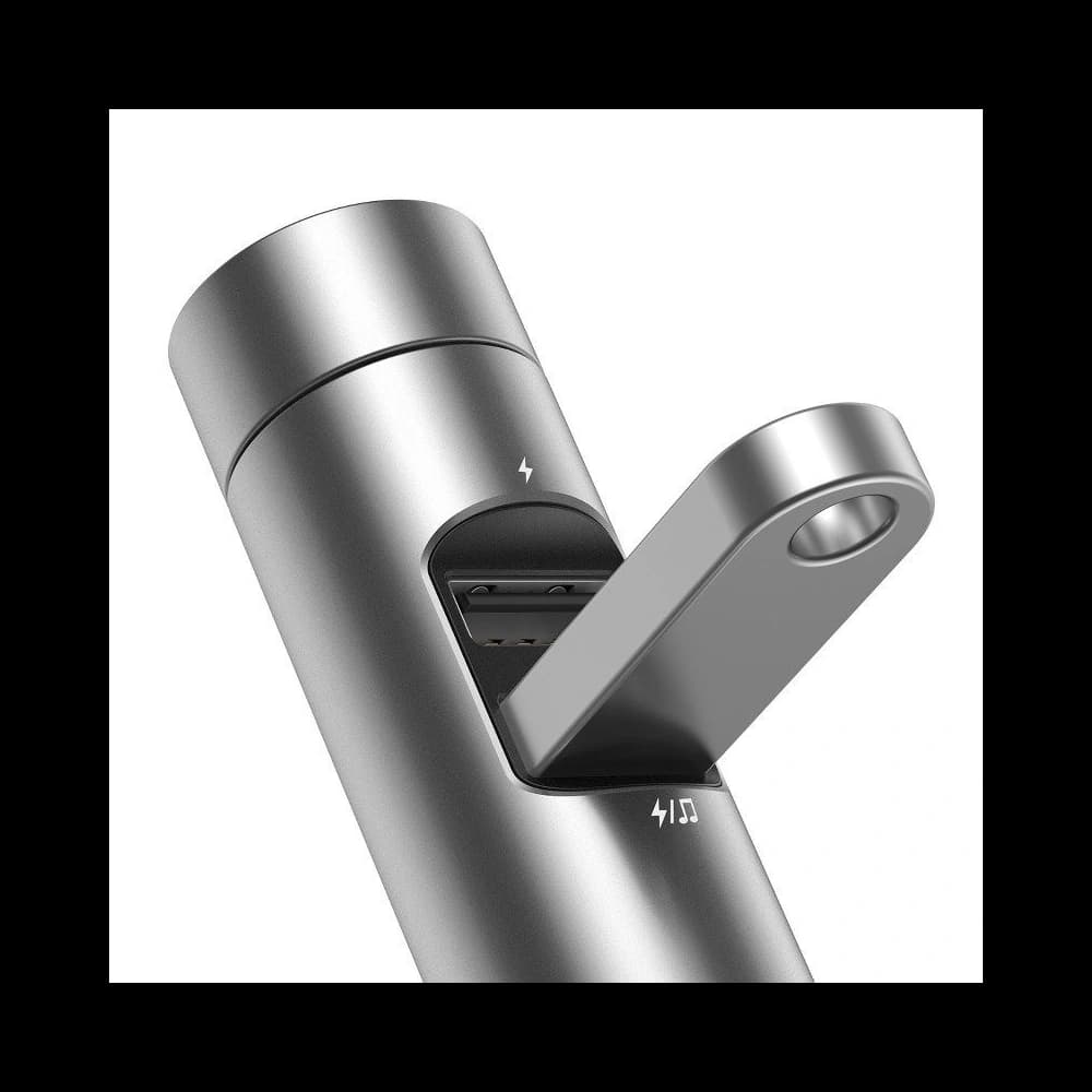 Transmițător FM Baseus Energy Column, Bluetooth 5.0, 2x USB, 3.1A (argintiu) - 5