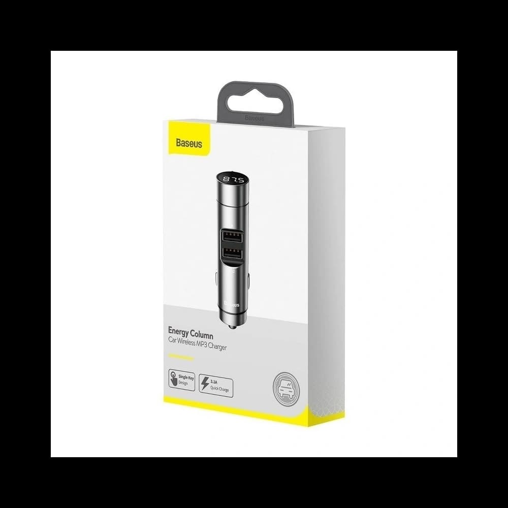 Transmițător FM Baseus Energy Column, Bluetooth 5.0, 2x USB, 3.1A (argintiu) - 8