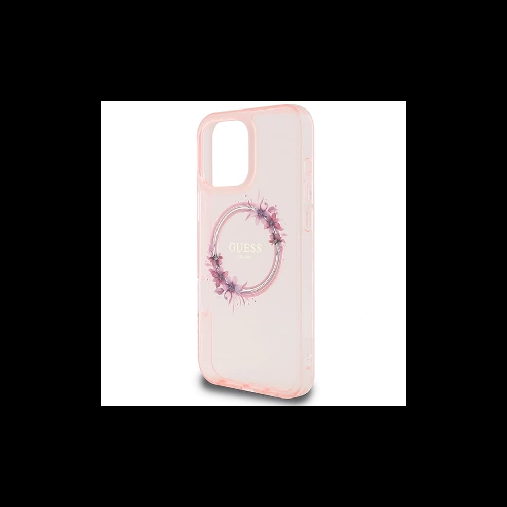 Guess GUHMP16XHFWFCP Apple iPhone 16 Pro Max Hardcase IML Blumenkranz MagSafe pink - 6