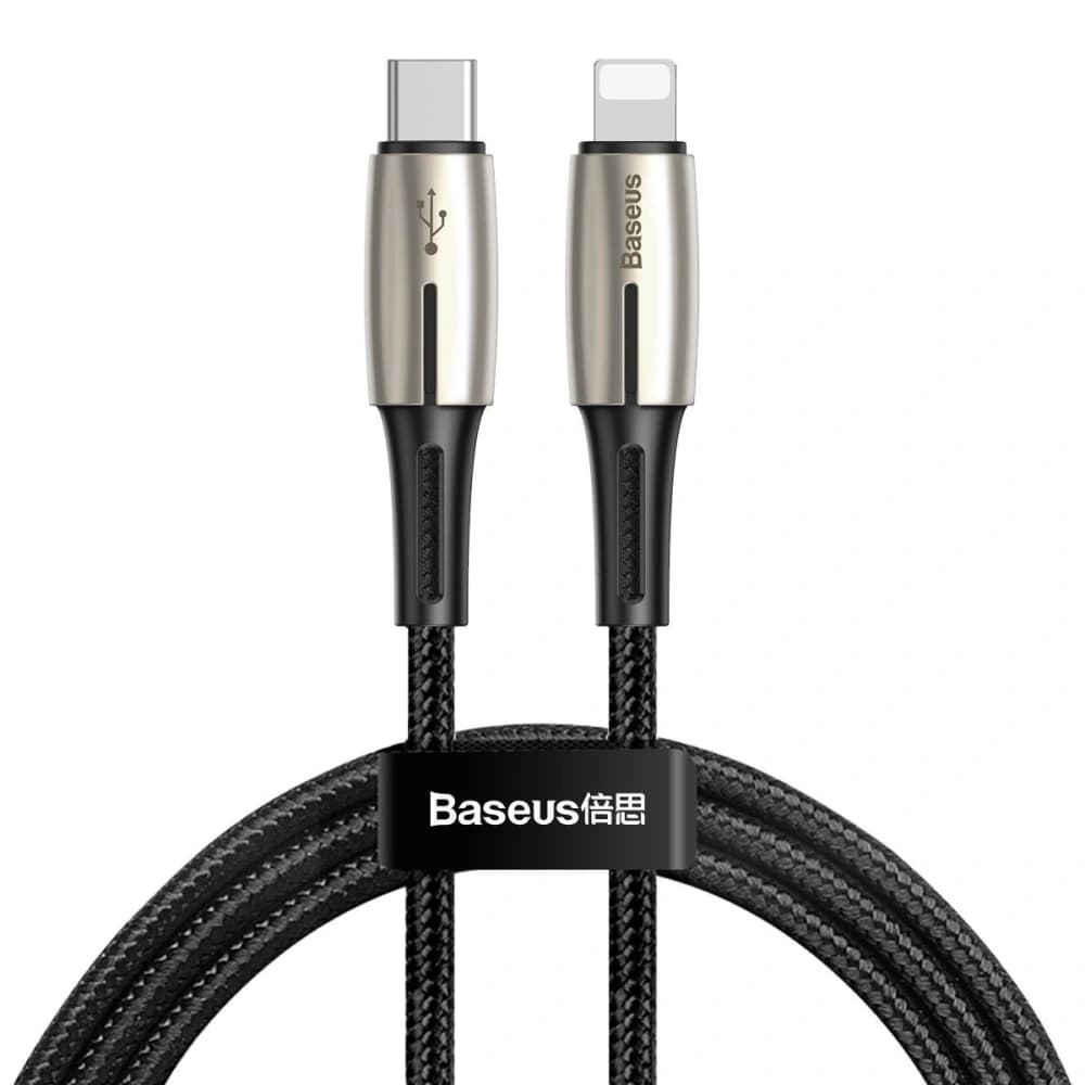 Kabel USB-C do Lightning PD Baseus Waterdrop s LED diodou, 18W, 1,3m (černý)