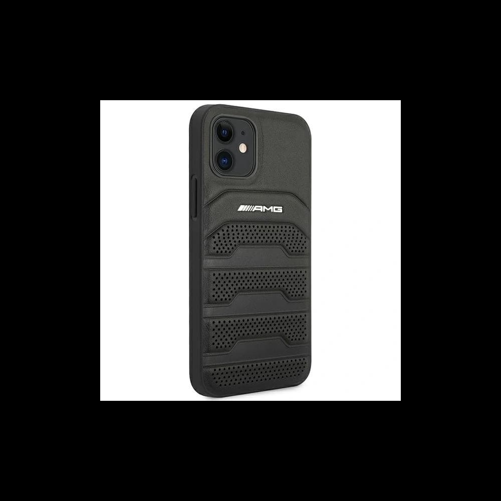 AMG AMHCP12SGSEBK Apple iPhone 12 mini kemény tok bőr dombornyomott vonalakkal fekete - 4