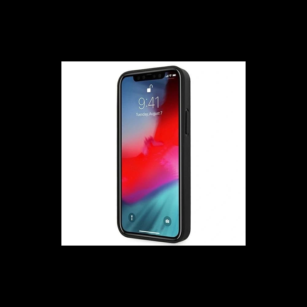 AMG AMHCP12SGSEBK Apple iPhone 12 mini kemény tok bőr dombornyomott vonalakkal fekete - 5