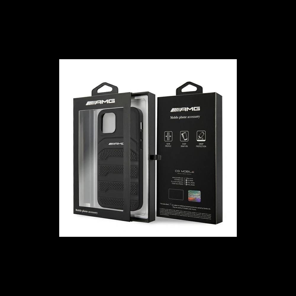 AMG AMHCP12SGSEBK Apple iPhone 12 mini kemény tok bőr dombornyomott vonalakkal fekete - 8