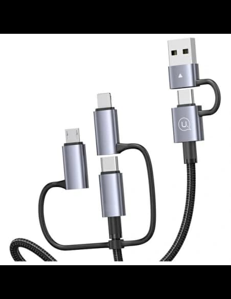 USAMS USB-A, USB-C / USB-C, Lightning, MicroUSB kábel Gyors töltés 60W 1.2m Adatkábel Digitális kijelző Alumínium ötvözet Seria Sufeng