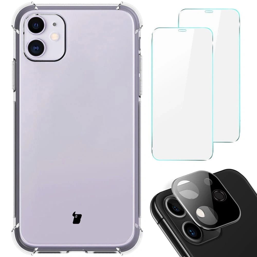 Etui + 2x sklo na displej + objektiv Bizon Case Clear Pack pro Apple iPhone 11 průhledné