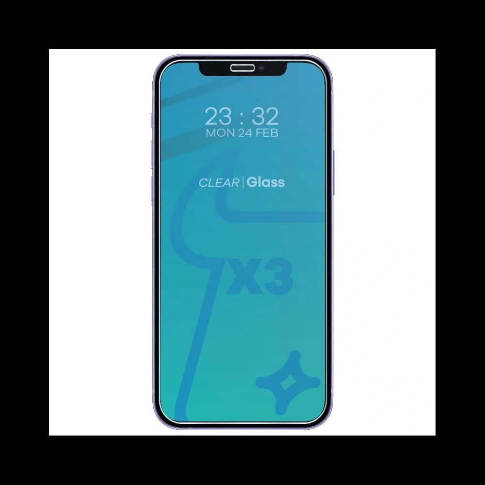 Bizon üveg Átlátszó edzett üveg - 3 db. + lencse üveg Apple iPhone 12 Mini - 3