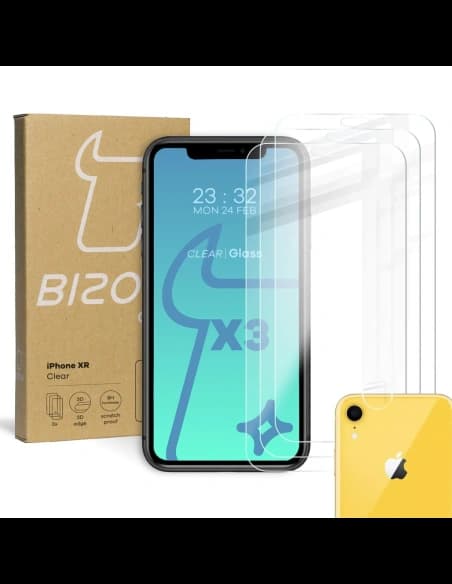 Bizon Glass Clear tempered glass - 3 pcs. + lens glass Apple iPhone Xr