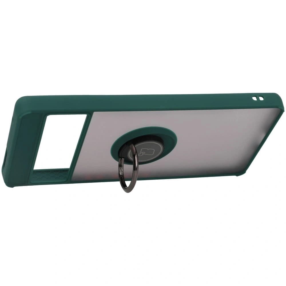 Bizon Case Hybrid Ring Google Pixel 7 Pro rauchig mit einem dunkelgrünen Rahmen - 5