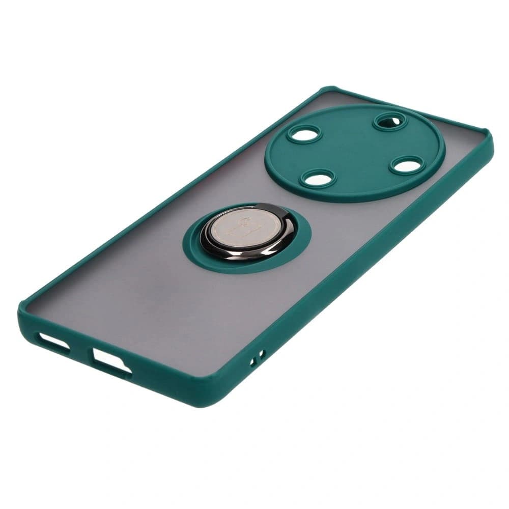 Etui s úchopem na prst Bizon Case Hybrid Ring pro Honor Magic5 Lite kouřové s tmavozeleným rámečkem. - 3