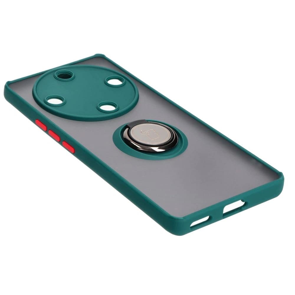 Etui s úchopem na prst Bizon Case Hybrid Ring pro Honor Magic5 Lite kouřové s tmavozeleným rámečkem. - 4