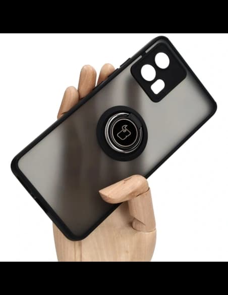 Bizon Case Hybrid Ring Motorola Edge 30 Fusion smoky with a black frame