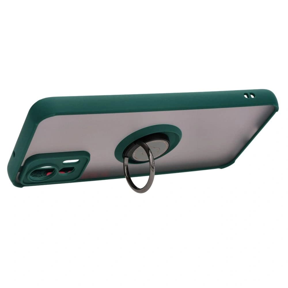 Caz Bizon Hybrid Ring Motorola Edge 30 Neo fumuriu cu un cadru verde închis - 5