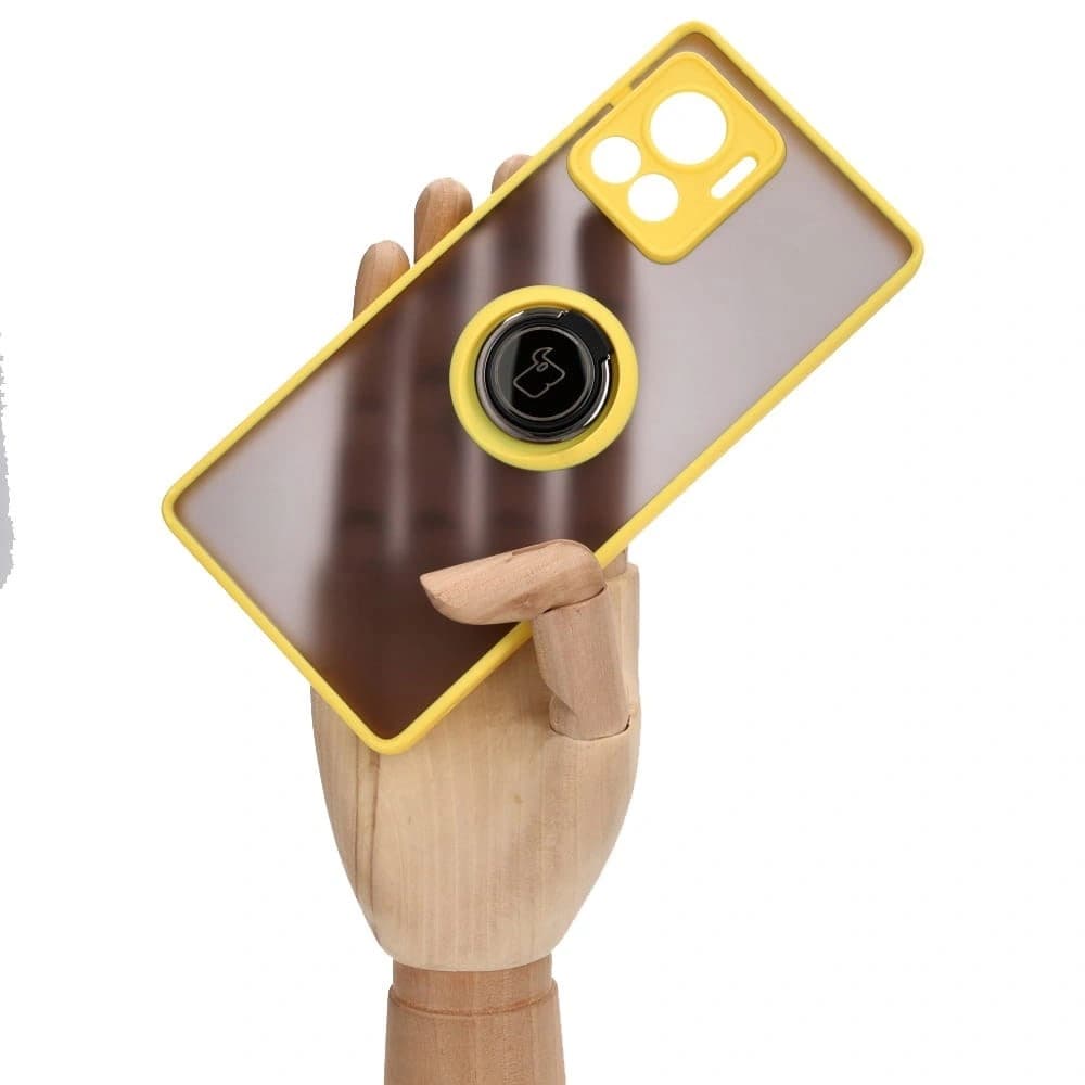 Bizon Case Hybrid Ring Motorola Edge 30 Ultra fumuriu cu un cadru galben - 6