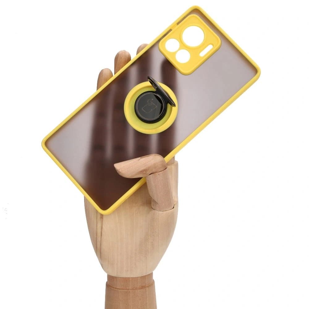 Bizon Case Hybrid Ring Motorola Edge 30 Ultra fumuriu cu un cadru galben - 7