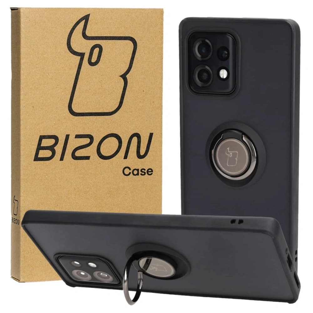 Bizon Case Hybrid Gyűrű Motorola Edge 40 Pro füstös színben, fekete kerettel