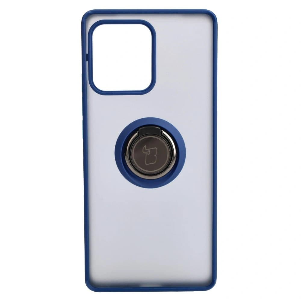 Bizon Case Hybrid Gyűrű Motorola Edge 40 Pro füstös színben, tengerészkék kerettel. - 2