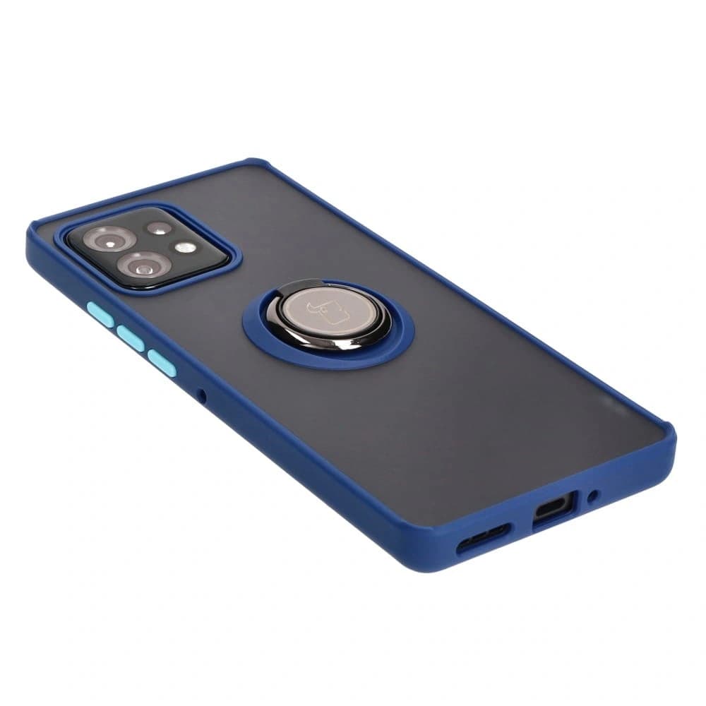 Bizon Case Hybrid Gyűrű Motorola Edge 40 Pro füstös színben, tengerészkék kerettel. - 4