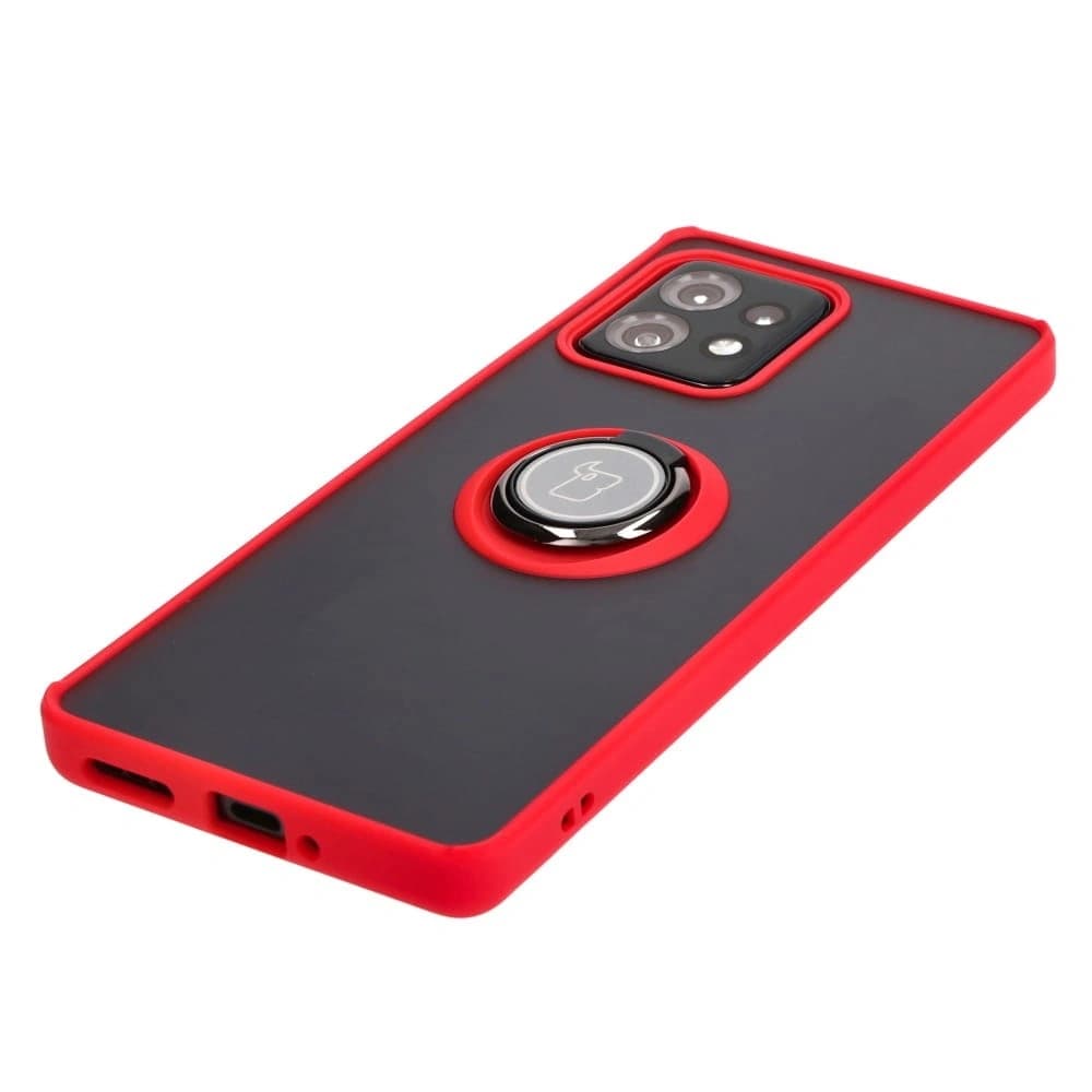 Bizon Case Hybrid Gyűrű Motorola Edge 40 Pro füstös színben, piros kerettel - 3
