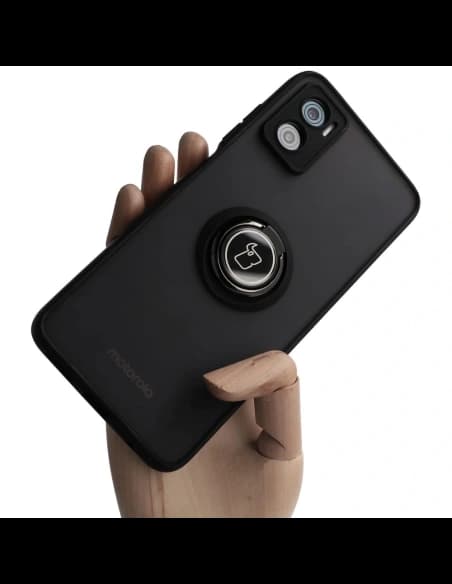 Bizon Case Hybrid Ring Motorola Moto E22 / E22i rauchig mit einem schwarzen Rahmen