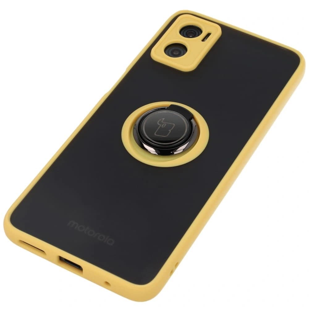 Bizon Case Hybrid Ring Motorola Moto E22 / E22i rauchig mit einem gelben Rahmen - 3