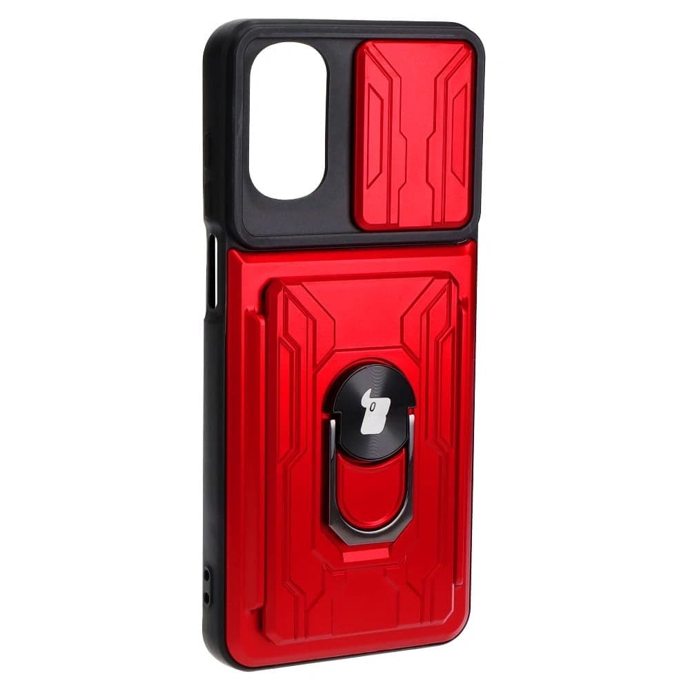 Bizon Case Camshield Card Slot Ring Moto G22 roșu - 2
