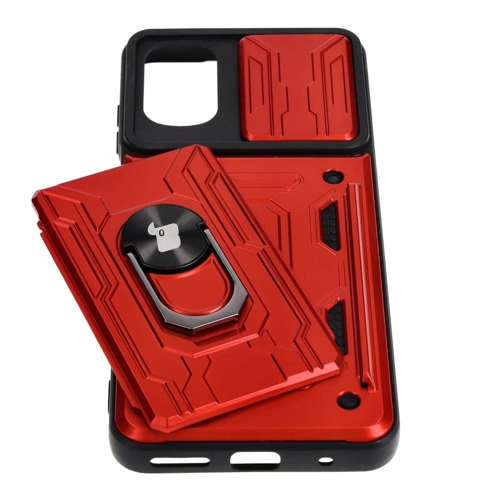 Bizon Case Camshield Card Slot Ring Moto G22 roșu - 3