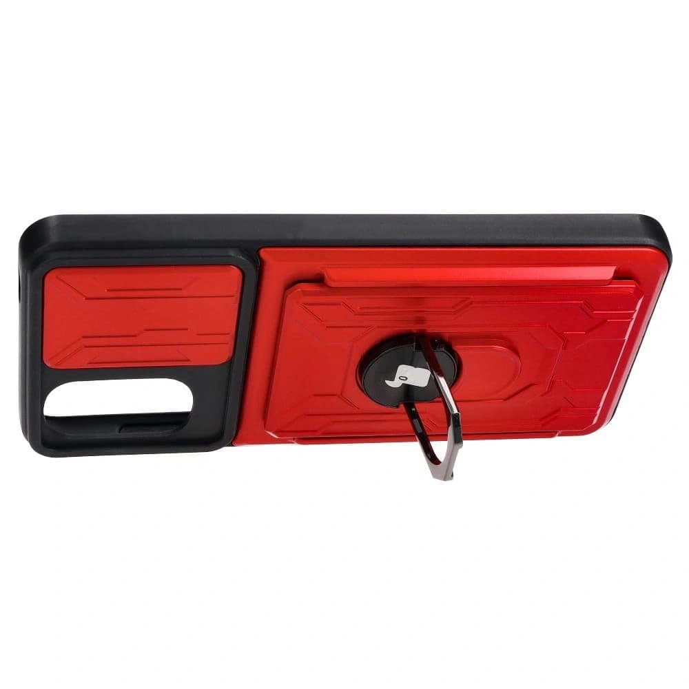 Bizon Case Camshield Card Slot Ring Moto G22 roșu - 4