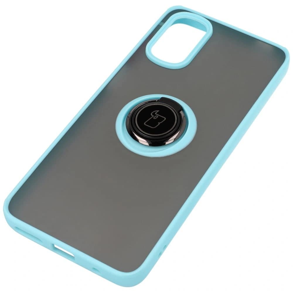 Bizon Case Hybrid Ring Motorola Moto G22 / E32 / E32s fumuriu cu un cadru albastru deschis - 3