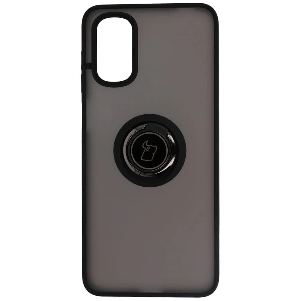 Bizon Case Hybrid Ring Motorola Moto G22 / E32 / E32s fumuriu cu un cadru negru