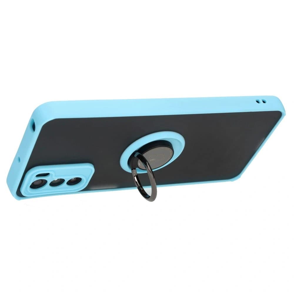 Bizon Case Hybrid Ring Motorola Moto G42 füstös színű világoskék kerettel - 5